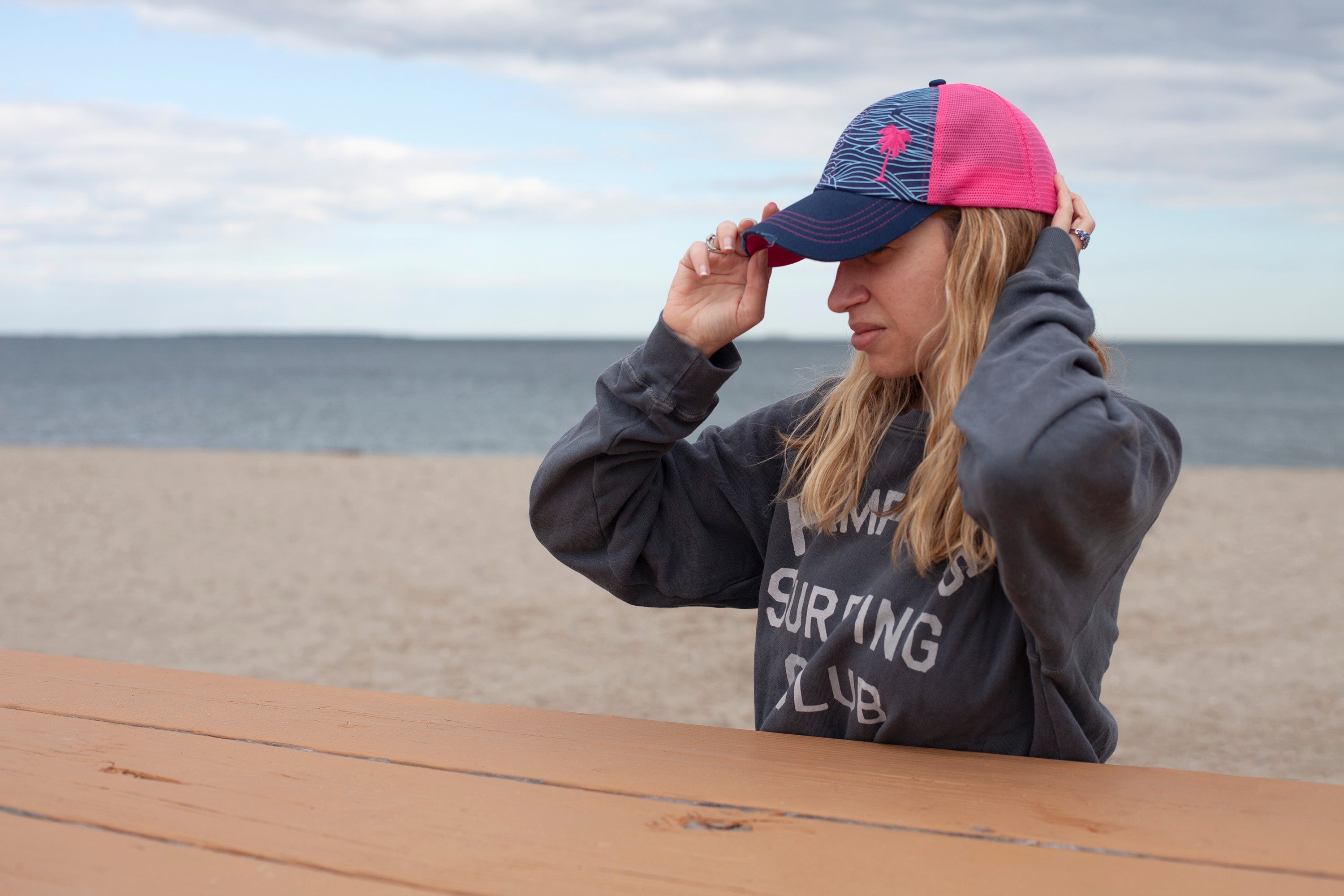 Women’s Hats, Women’s Trucker Hats, Trucker Hats, Hats, Adjustable Hats, Everyday Use, Comfortable, Waves, Palm Tree, Pattern, Beach, Outdoors