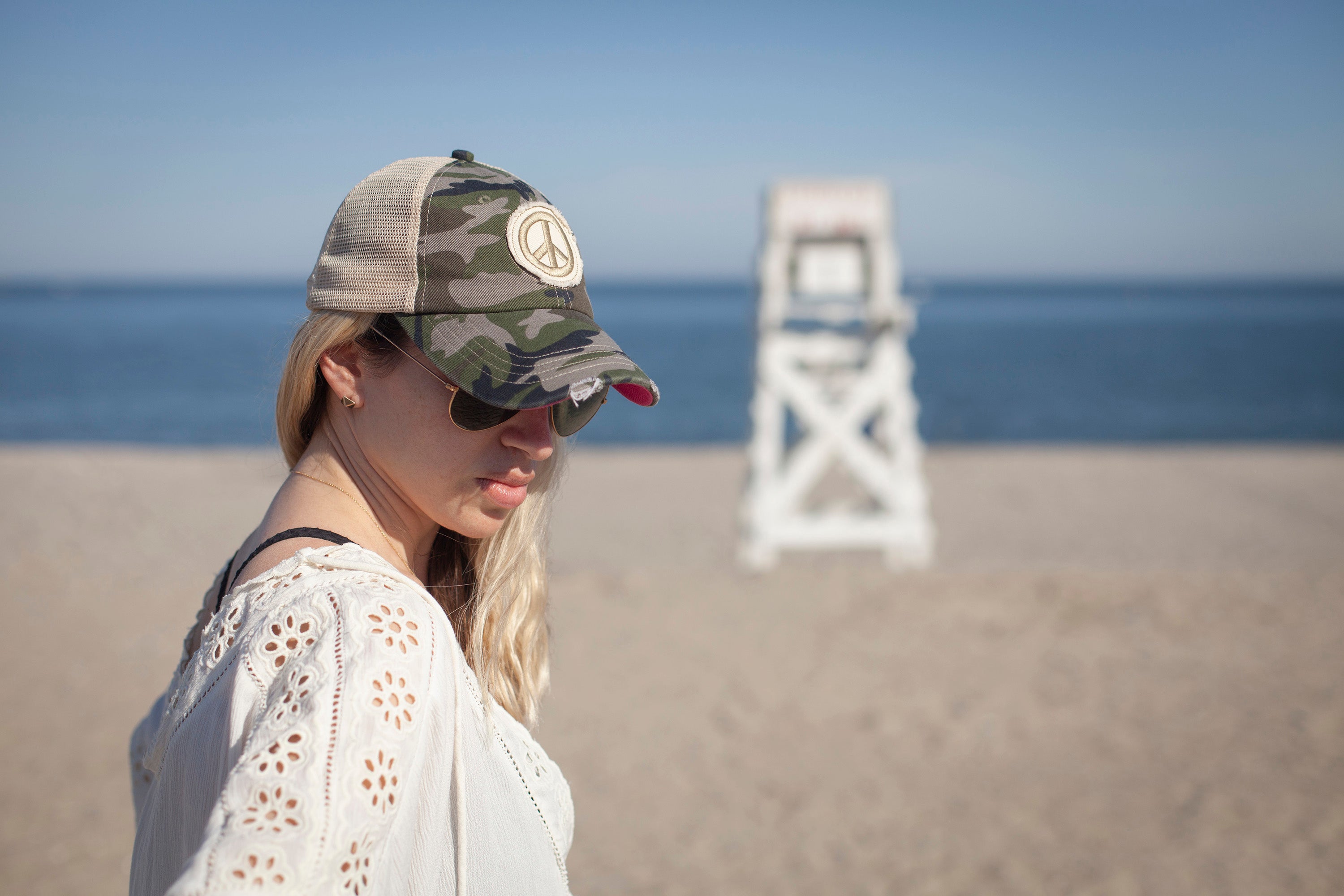 Women’s Hats, Women’s Trucker Hats, Trucker Hats, Hats, Adjustable Hats, Everyday Use, Comfortable, Camouflage, Peace Sign, Peaceful, Pattern, Beach Days, Outdoors