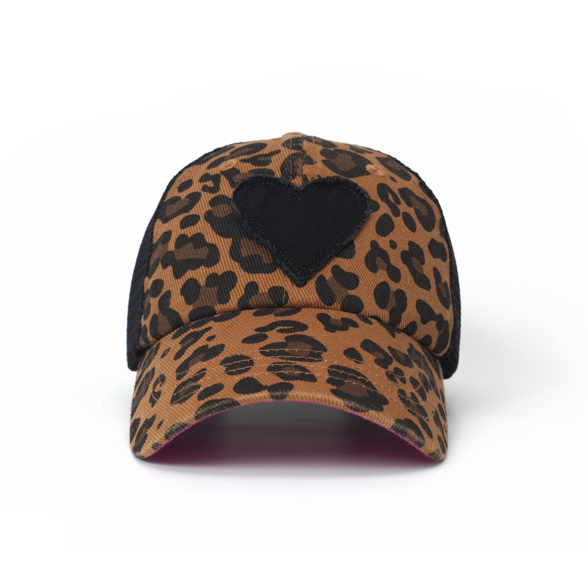 Women’s Hats, Women’s Trucker Hats, Trucker Hats, Hats, Adjustable Hats, Everyday Use, Comfortable, Leopard, Black Heart, Pattern