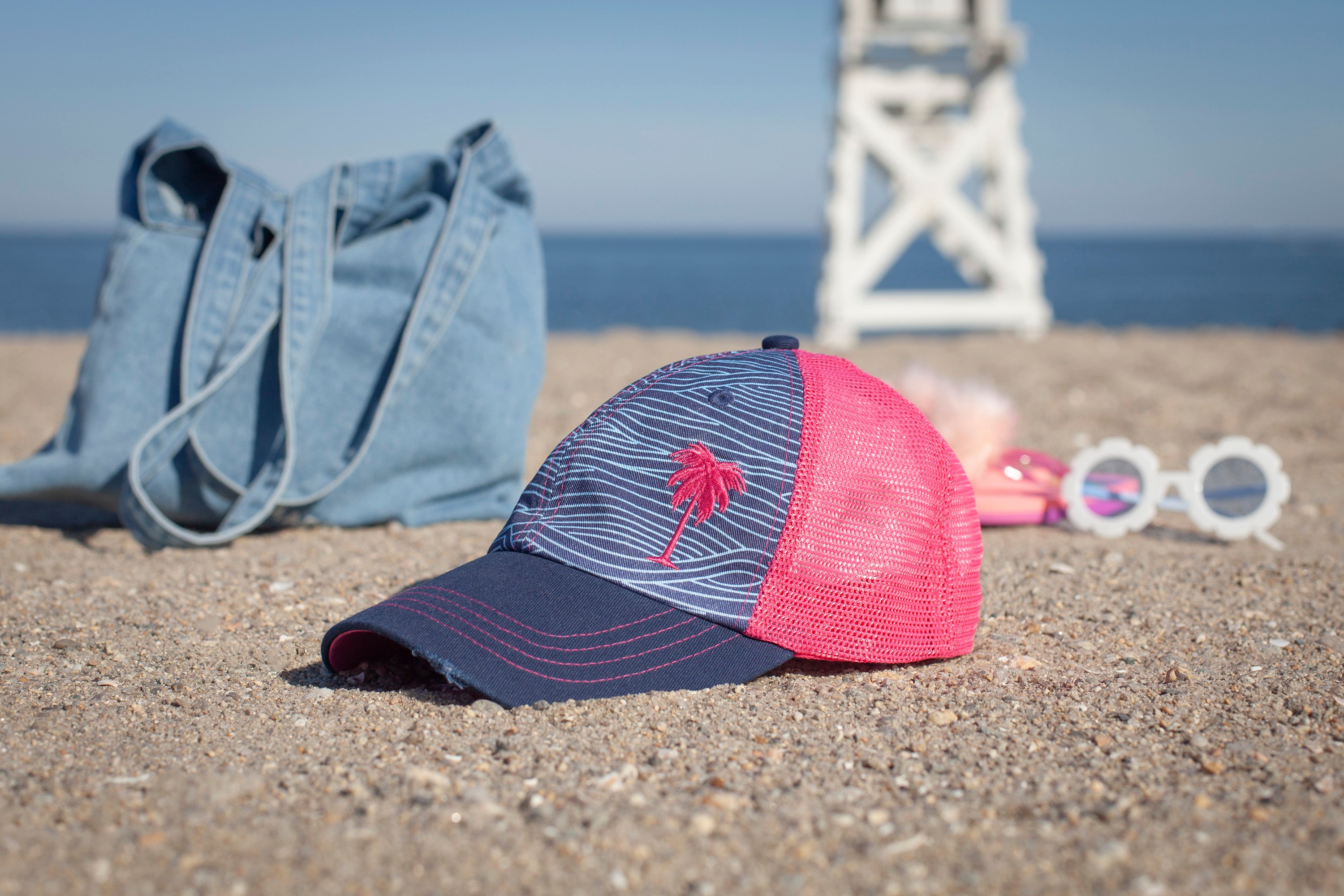 Kid’s Hats, Kid’s Trucker Hats, Trucker Hats, Hats, Adjustable Hats, Everyday Use, Comfortable, Palm Tree, Waves, Shady, Pattern