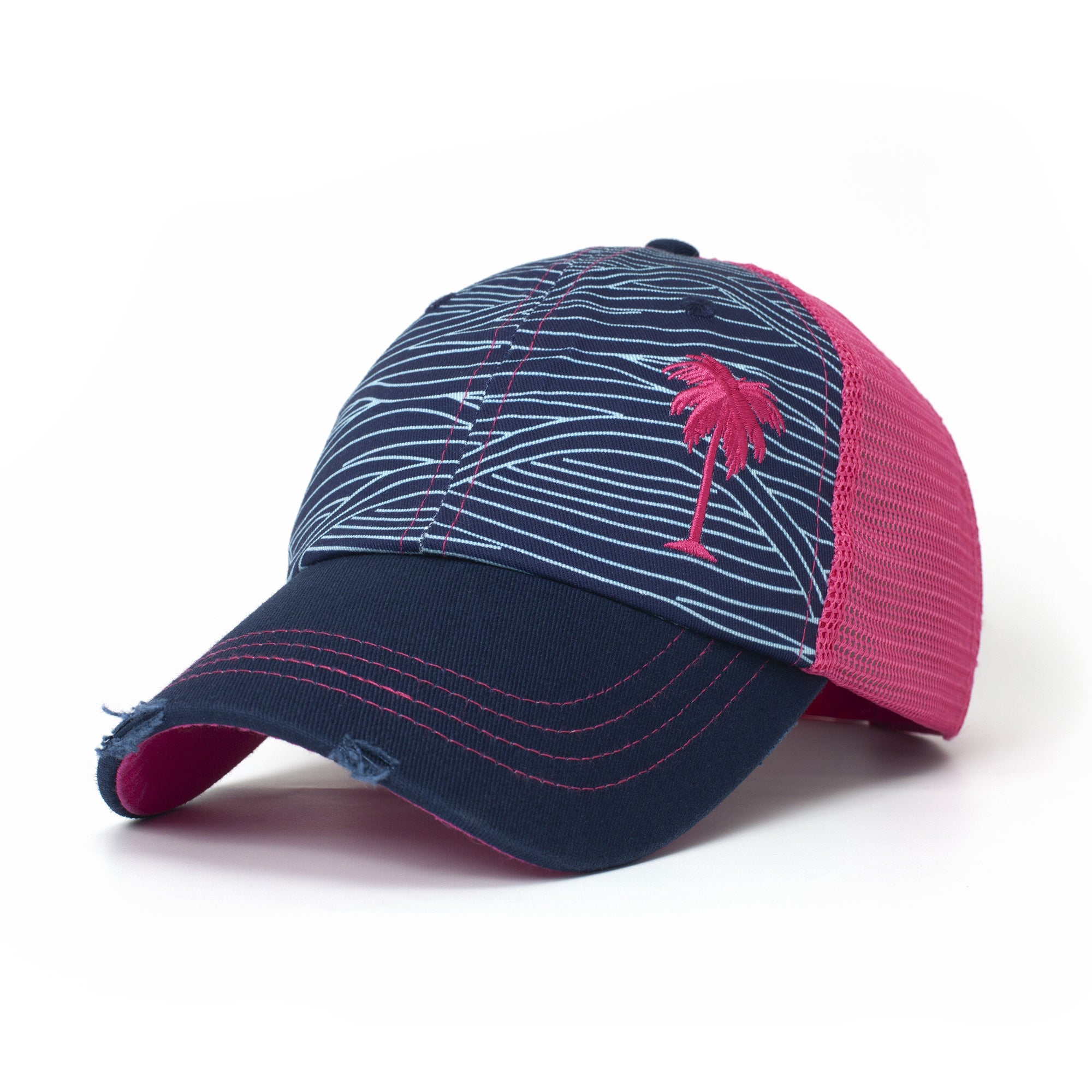 Women’s Hats, Women’s Trucker Hats, Trucker Hats, Hats, Adjustable Hats, Everyday Use, Comfortable, Waves, Palm Tree, Pattern