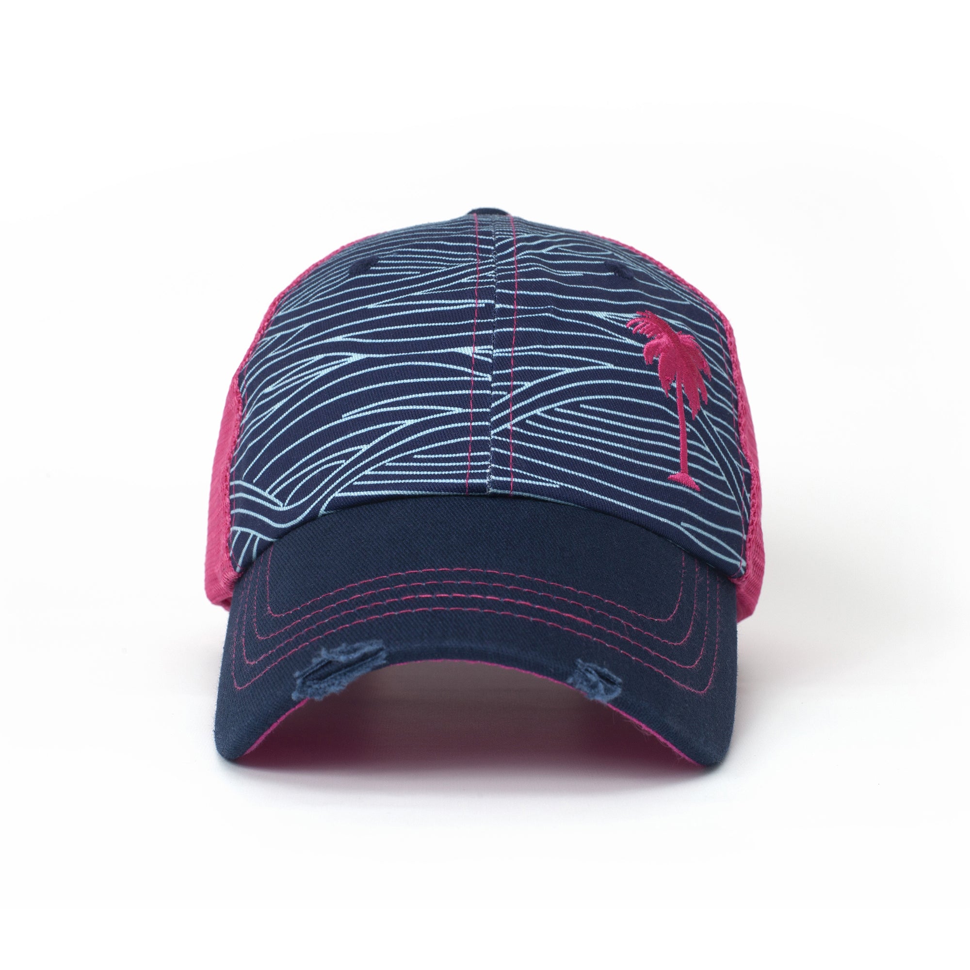 Women’s Hats, Women’s Trucker Hats, Trucker Hats, Hats, Adjustable Hats, Everyday Use, Comfortable, Waves, Palm Tree, Pattern