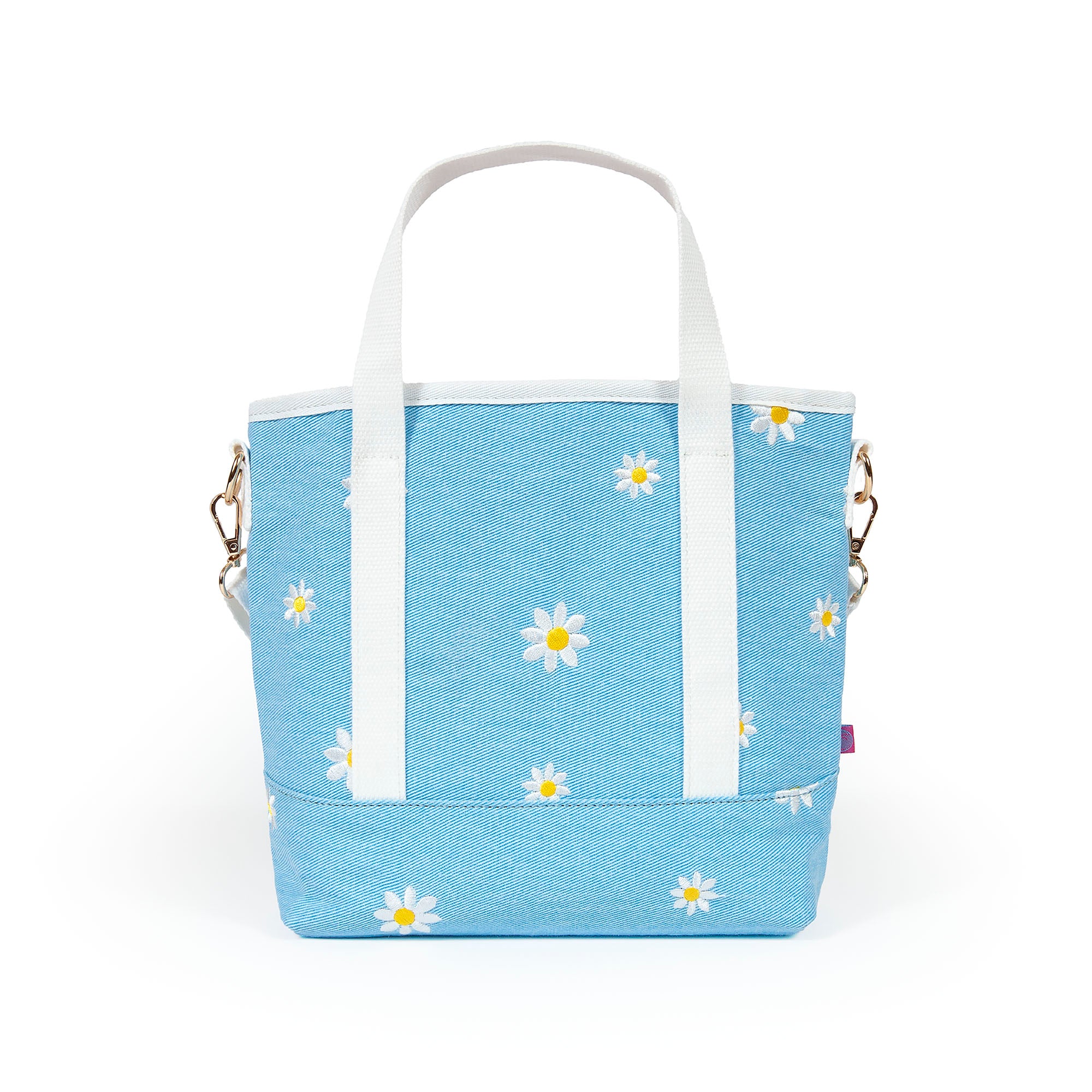 Daisy Lady Mini Tote, Mini Tote Bag, Bag, Canvas Bag, Everyday Bag, Adjustable Crossbody Strap, Magsnap Closure, Summer Mini Bag, Daisy, 100% Cotton, Pattern