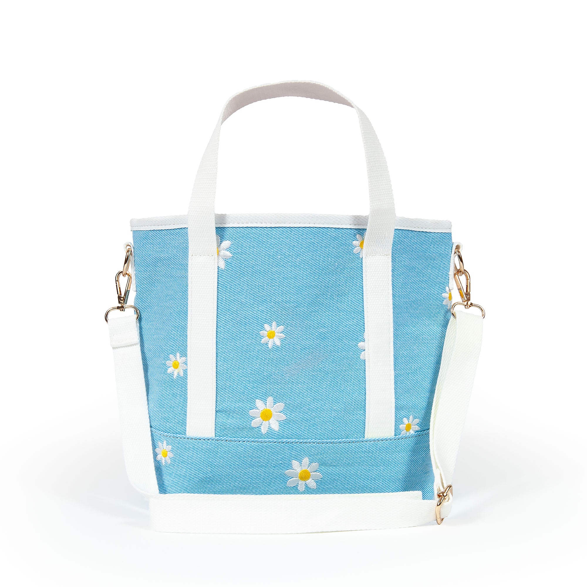 Daisy Lady Mini Tote, Mini Tote Bag, Bag, Canvas Bag, Everyday Bag, Adjustable Crossbody Strap, Magsnap Closure, Summer Mini Bag, Daisy, 100% Cotton, Pattern