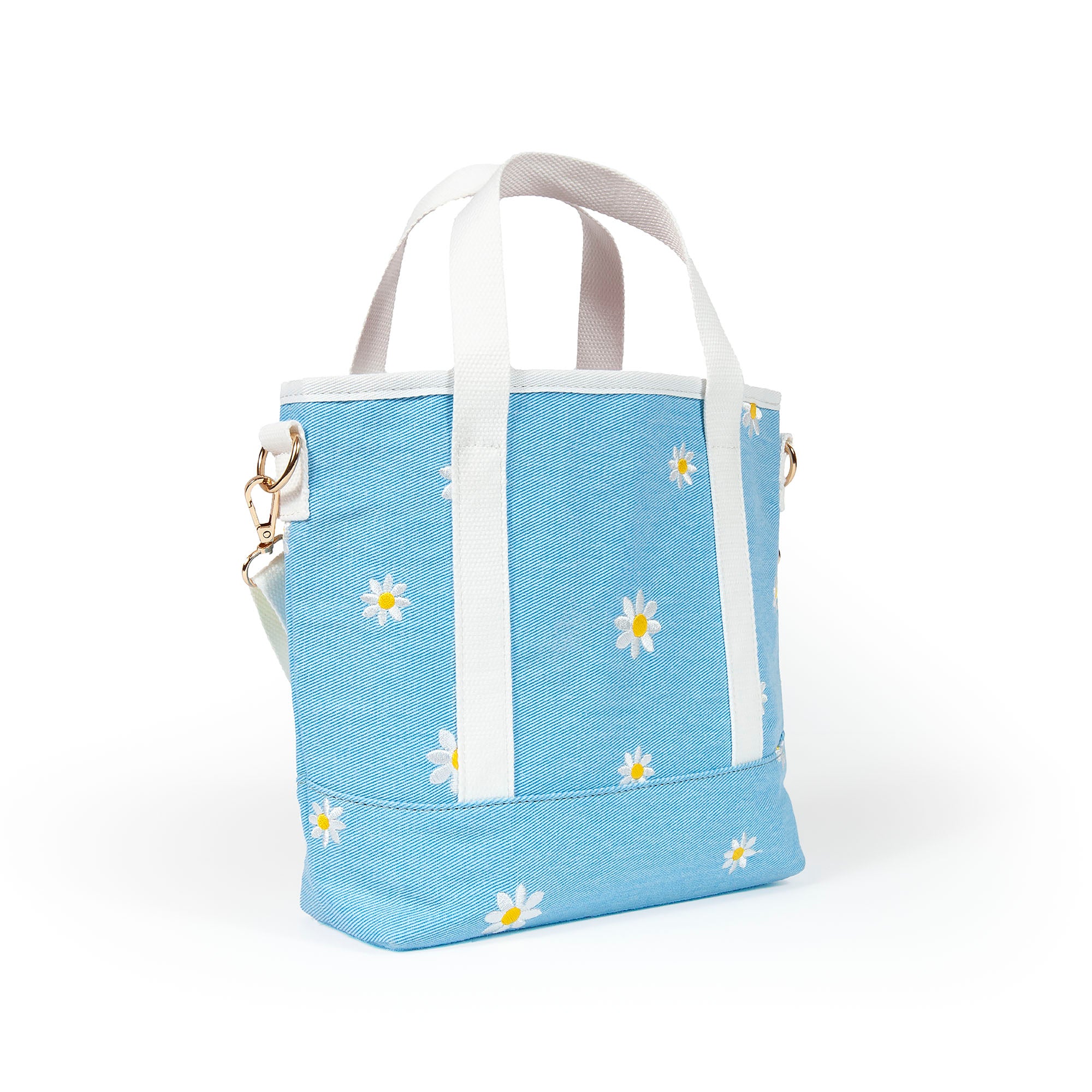 Daisy Lady Mini Tote, Mini Tote Bag, Bag, Canvas Bag, Everyday Bag, Adjustable Crossbody Strap, Magsnap Closure, Summer Mini Bag, Daisy, 100% Cotton, Pattern