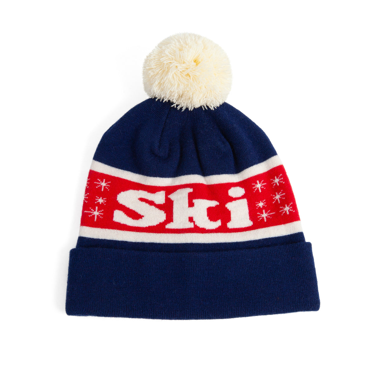 Minnow Navy and Cream Women Ski Beanie SkiME Snowfall Beanie - LiveME main image 3